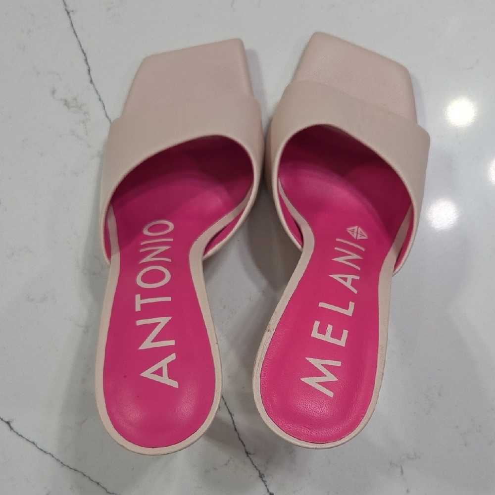 ANTONIO MELANI Blush Pink Heeled Sandals Sz7M Gentle Used Leather - Picture 5 of 6
